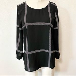 41 Hawthorn Black Patterned 3/4 Sleeve Blouse XS